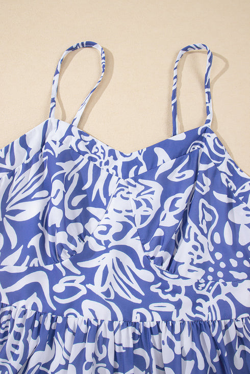 Bohemian Smocked Spaghetti Strap A Line Floral Dress