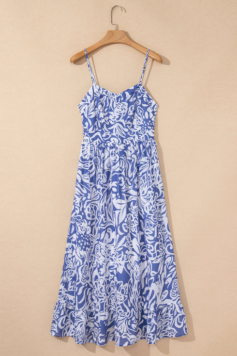 Bohemian Smocked Spaghetti Strap A Line Floral Dress