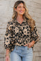 Bohemian Split Neck Shirred Yoke Bracelet Sleeve Blouse