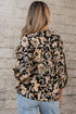 Bohemian Split Neck Shirred Yoke Bracelet Sleeve Blouse