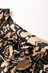 Bohemian Split Neck Shirred Yoke Bracelet Sleeve Blouse
