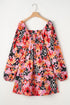 Bohemian Square Neck Puff Sleeve Mini Dress