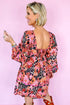 Bohemian Square Neck Puff Sleeve Mini Dress