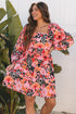 Bohemian Square Neck Puff Sleeve Mini Dress
