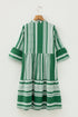 Bohemian Striped Half Button Three Quarter Sleeve Mini Dress