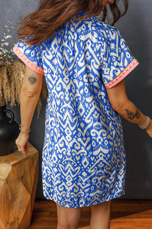 Bohemian Striped Patchwork Western Shift Mini Dress