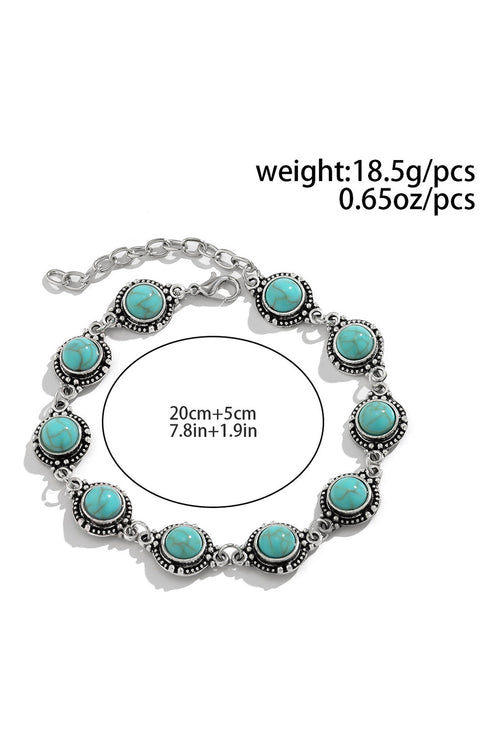 Bohemian Style Natural Stone Beaded Alloy Chain Anklet