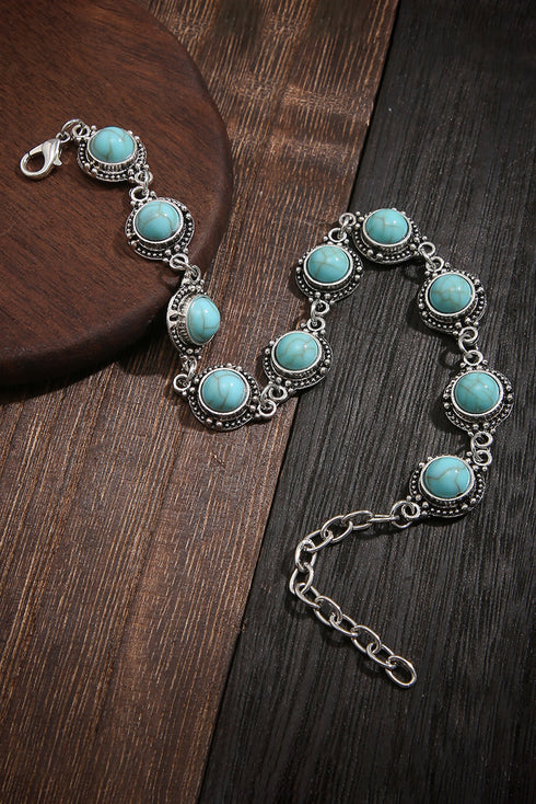 Bohemian Style Natural Stone Beaded Alloy Chain Anklet