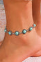 Bohemian Style Natural Stone Beaded Alloy Chain Anklet