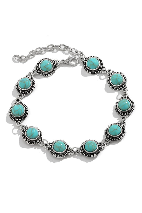 Bohemian Style Natural Stone Beaded Alloy Chain Anklet