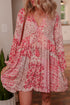 Bohemian Tassel Tie Long Sleeve Flowy Mini Floral Dress