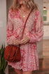 Bohemian Tassel Tie Long Sleeve Flowy Mini Floral Dress