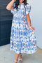 Bohemian Tropical Botanic Print Ruffle Sleeve Maxi Dress