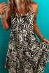 Bohemian Tropical Palm Print Wrapped Tiered Spaghetti Strap Midi Dress