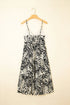 Bohemian Tropical Palm Print Wrapped Tiered Spaghetti Strap Midi Dress