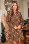 Bohemian Tunic Puff Sleeve Ruffled Babydoll Floral Dress