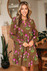 Bohemian Tunic Puff Sleeve Ruffled Babydoll Floral Dress