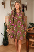 Bohemian Tunic Puff Sleeve Ruffled Babydoll Floral Dress