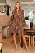 Bohemian Tunic Puff Sleeve Ruffled Babydoll Floral Dress