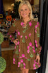 Bohemian Tunic Puff Sleeve Ruffled Babydoll Floral Dress