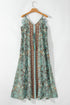 Bohemian V Neck Backless Ruffled Tassel Waist Maxi Floral Dress
