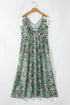 Bohemian V Neck Backless Ruffled Tassel Waist Maxi Floral Dress