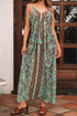 Bohemian V Neck Backless Ruffled Tassel Waist Maxi Floral Dress