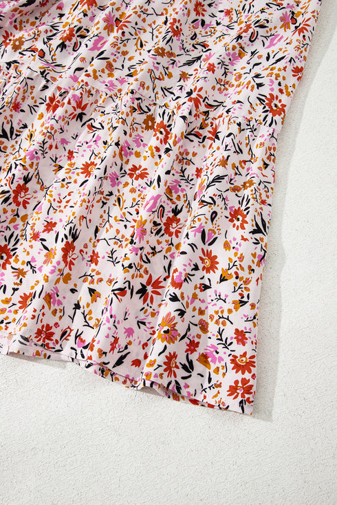 Bohemian V Neck Half Sleeve A Line Floral Dress