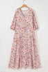 Bohemian V Neck Half Sleeve A Line Floral Dress