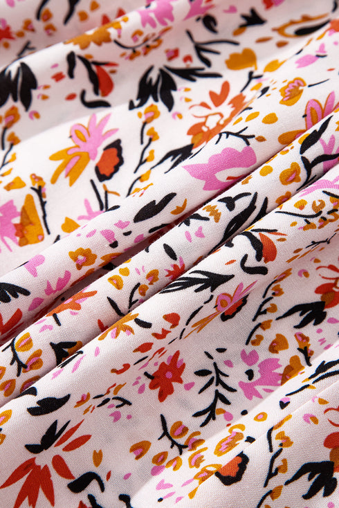 Bohemian V Neck Half Sleeve A Line Floral Dress