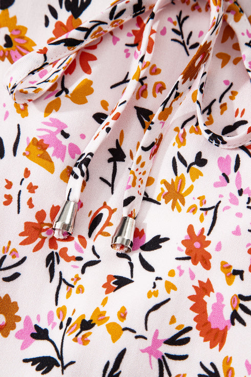 Bohemian V Neck Half Sleeve A Line Floral Dress