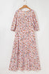 Bohemian V Neck Half Sleeve A Line Floral Dress
