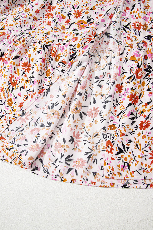 Bohemian V Neck Half Sleeve A Line Floral Dress