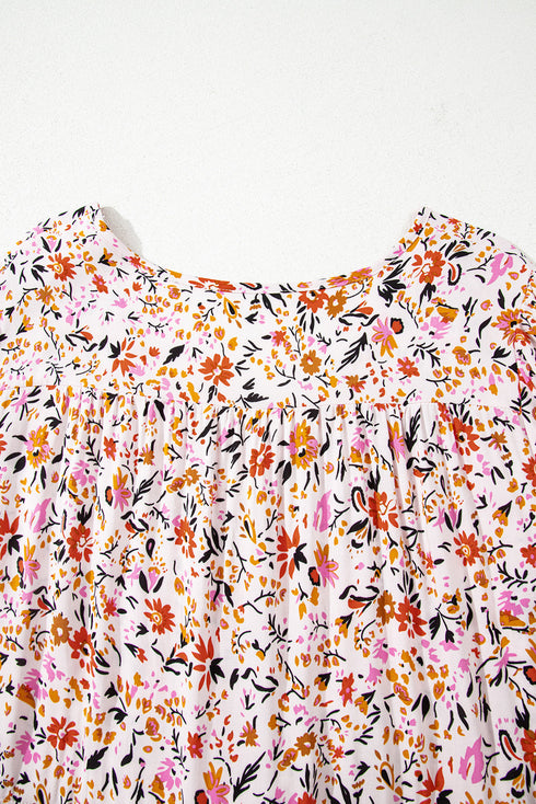 Bohemian V Neck Half Sleeve A Line Floral Dress