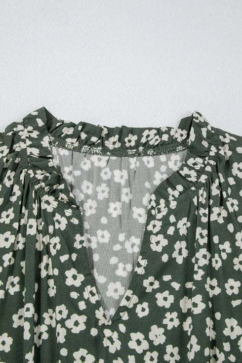 Bohemian V Neck Sleeveless A Line Tunic Floral Dress