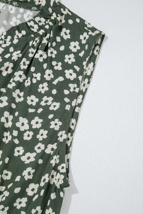 Bohemian V Neck Sleeveless A Line Tunic Floral Dress
