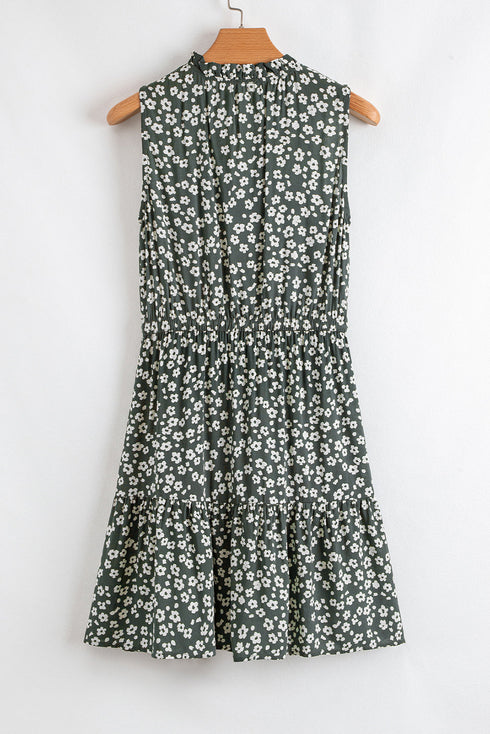 Bohemian V Neck Sleeveless A Line Tunic Floral Dress