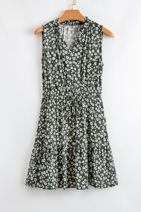 Bohemian V Neck Sleeveless A Line Tunic Floral Dress