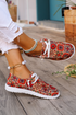 Bohemian Western Printed Lacing Detail Flat Slip On Shoes