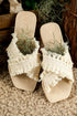 Bohemian Woven Crochet Tassel Cross Strap Flat Slippers