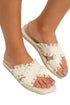 Bohemian Woven Crochet Tassel Cross Strap Flat Slippers