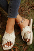 Bohemian Woven Crochet Tassel Cross Strap Flat Slippers