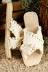 Bohemian Woven Crochet Tassel Cross Strap Flat Slippers