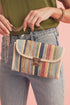 Bohemian Woven Grass Striped Flap Shoulder Bag