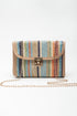 Bohemian Woven Grass Striped Flap Shoulder Bag