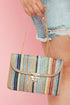 Bohemian Woven Grass Striped Flap Shoulder Bag