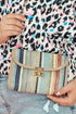 Bohemian Woven Grass Striped Flap Shoulder Bag