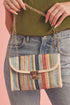 Bohemian Woven Grass Striped Flap Shoulder Bag