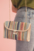 Bohemian Woven Grass Striped Flap Shoulder Bag