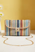Bohemian Woven Grass Striped Flap Shoulder Bag